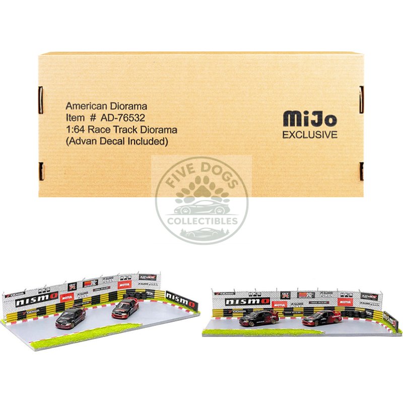 "race track advan" diorama with decals for 1/64 scale models by american diorama