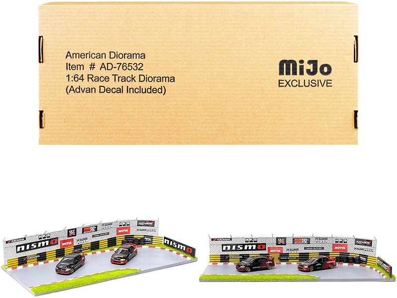 "race track advan" diorama with decals for 1/64 scale models by american diorama "race track advan" diorama with decals for 1/64 scale models by american diorama