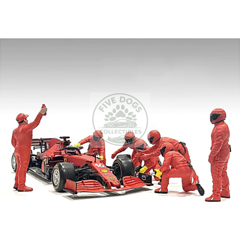 formula one f1 pit crew 7 figure set team red release iii for 1/18 scale models by american diorama