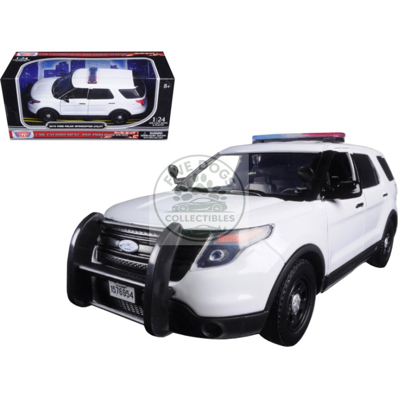 2015 ford police interceptor utility unmarked white 1/24 diecast model car by motormax