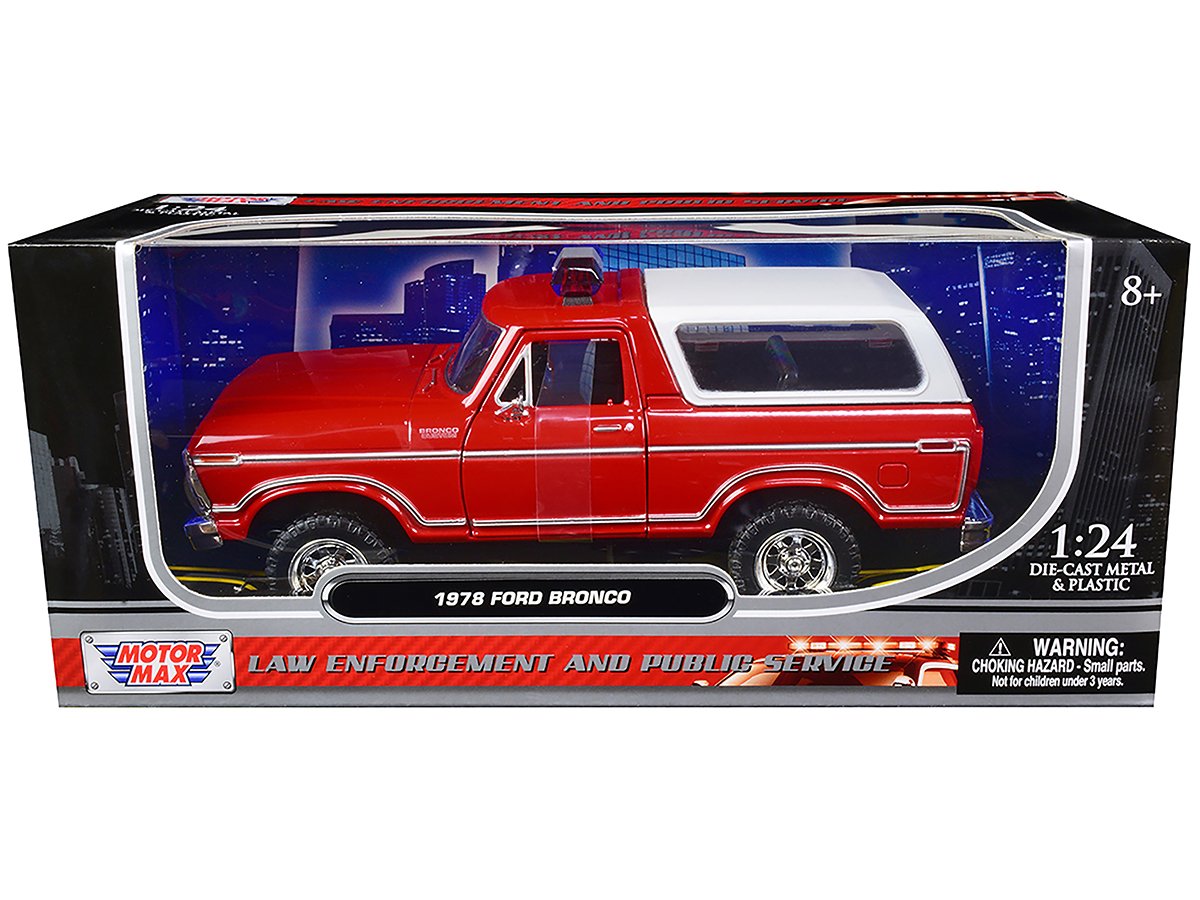 1978 ford bronco fire department unmarked red "law enforcement and public service" series 1/24 diecast model car by motormax 1978 ford bronco fire department unmarked red "law enforcement and public service" series 1/24 diecast model car by motormax