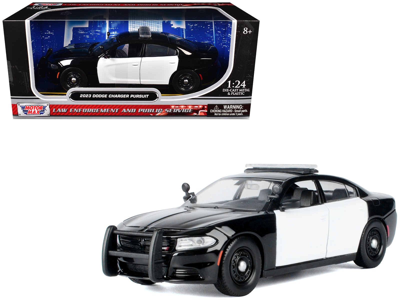 2023 dodge charger pursuit police car black and white "law enforcement and public service" series 1/24 diecast model car by motormax 2023 dodge charger pursuit police car black and white "law enforcement and public service" series 1/24 diecast model car by motormax