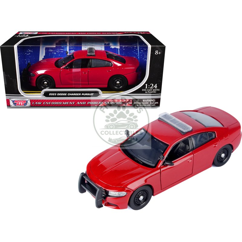 2023 dodge charger pursuit police car red "law enforcement and public service" series 1/24 diecast model car by motormax