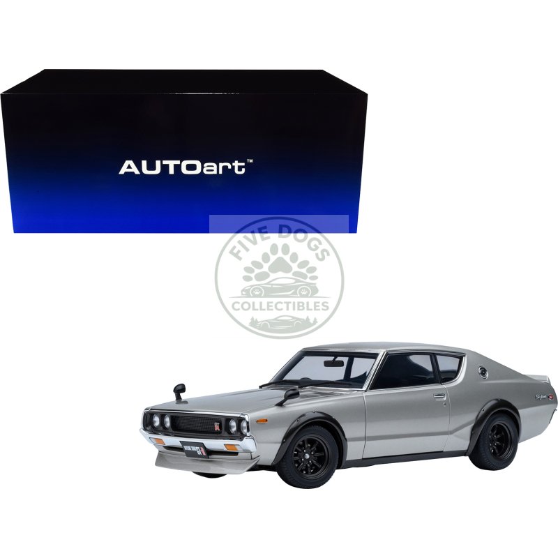 nissan skyline 2000gt r (kpgc110) tuned version rhd (right hand drive) silver metallic 1/18 model car by autoart