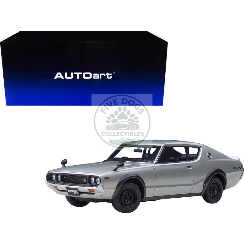 nissan skyline 2000gt r (kpgc110) rhd (right hand drive) silver metallic 1/18 model car by autoart