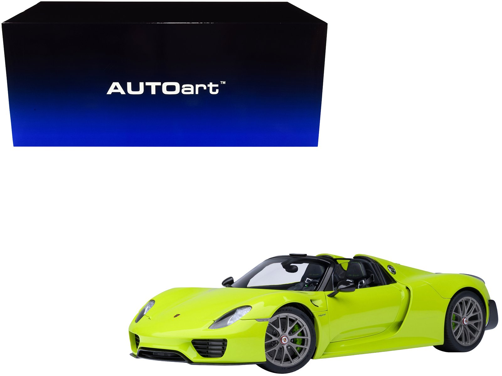 porsche 918 spyder "weissach package" acid green 1/18 model car by autoart porsche 918 spyder "weissach package" acid green 1/18 model car by autoart