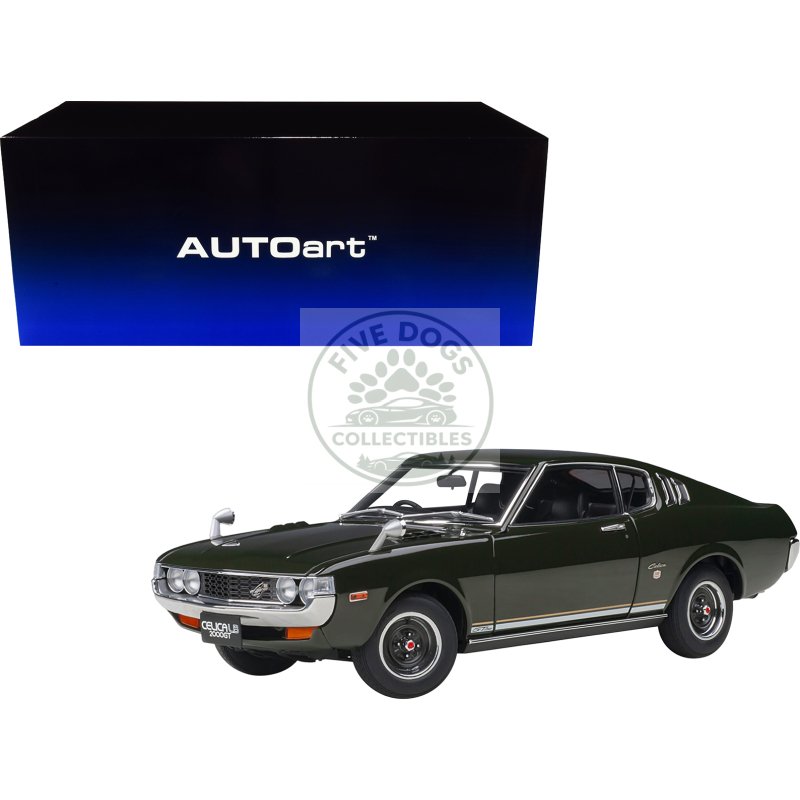 1973 toyota celica liftback 2000gt (ra25) rhd (right hand drive) moss green 1/18 model car by autoart