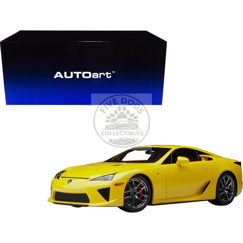 lexus lfa pearl yellow with red and black interior 1/18 model car by autoart