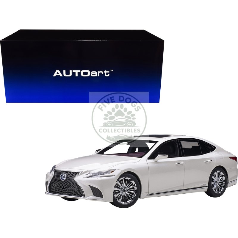lexus ls500h sonic white metallic with crimson and black interior 1/18 model car by autoart