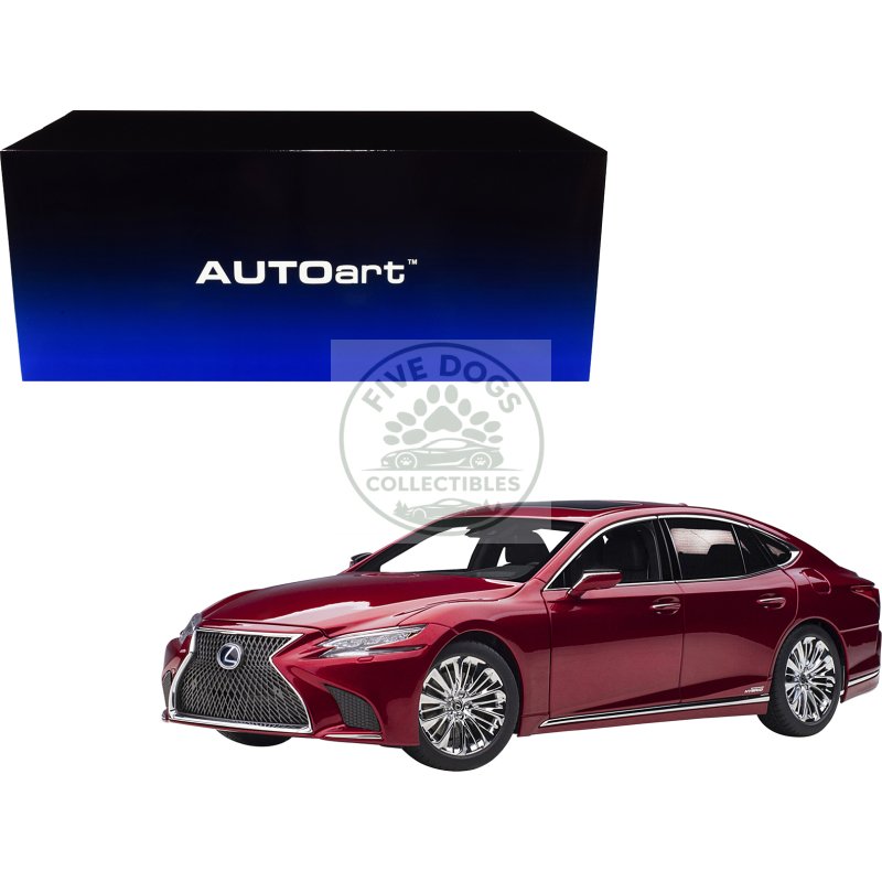 lexus ls500h morello red metallic with chrome wheels 1/18 model car by autoart