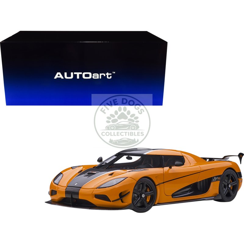 koenigsegg agera rs cone orange with black carbon accents 1/18 model car by autoart