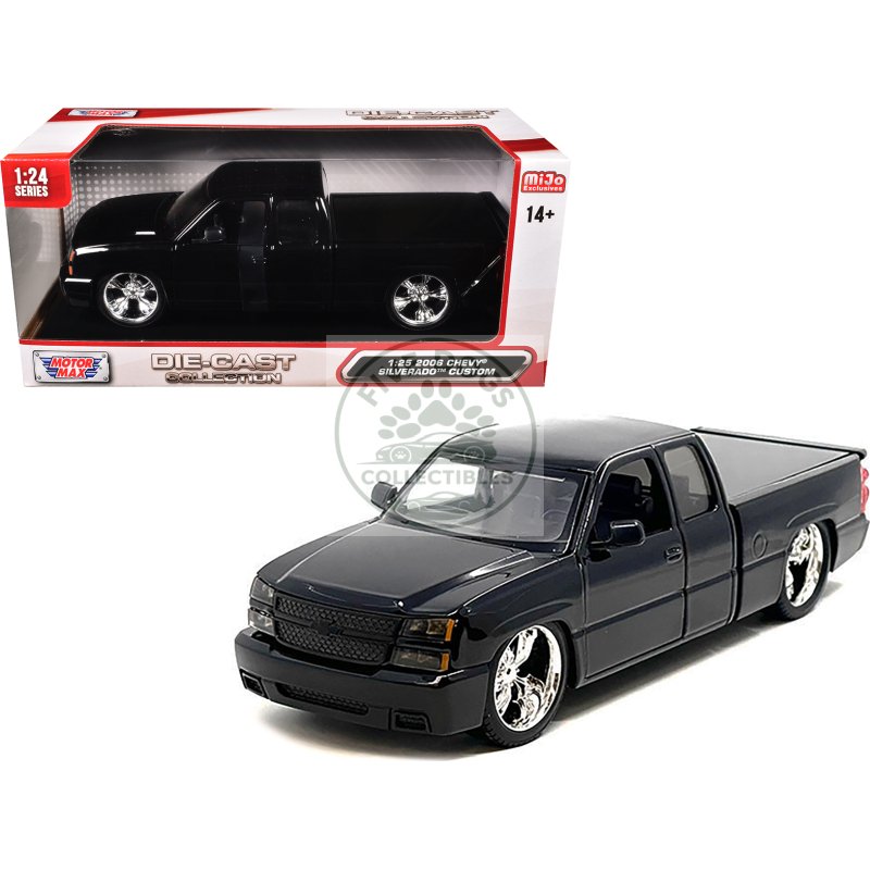 2006 chevrolet silverado custom pickup truck black "die cast collection" series 1/25 diecast model car by motormax
