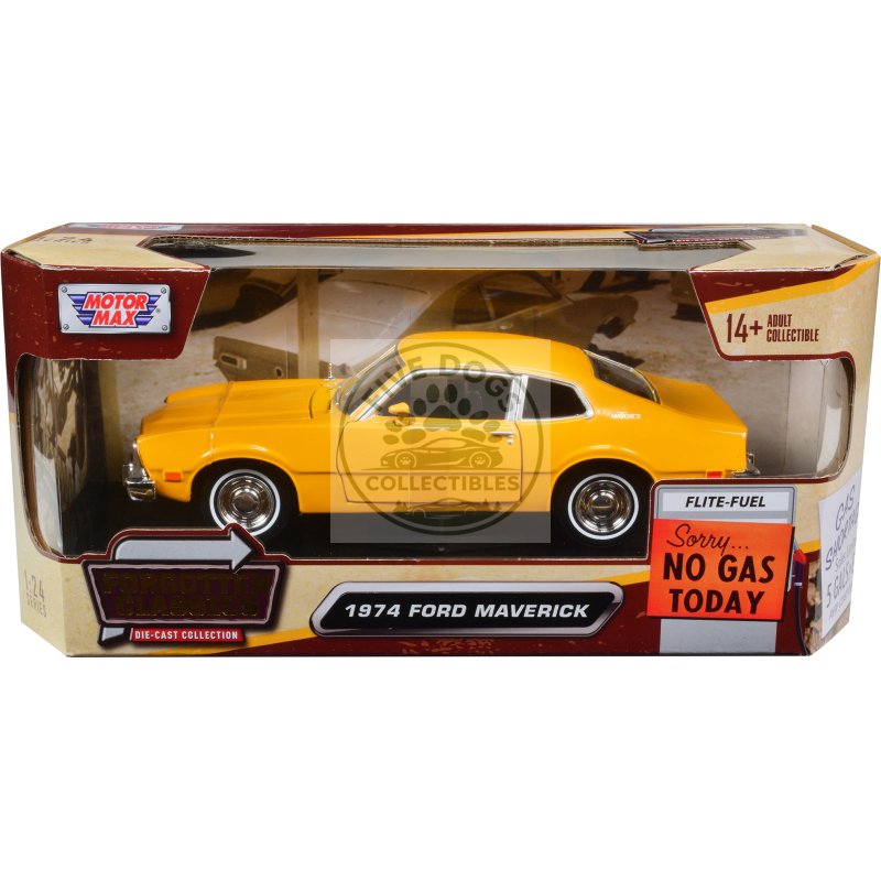 1974 ford maverick yellow "forgotten classics" 1/24 diecast model car by motormax