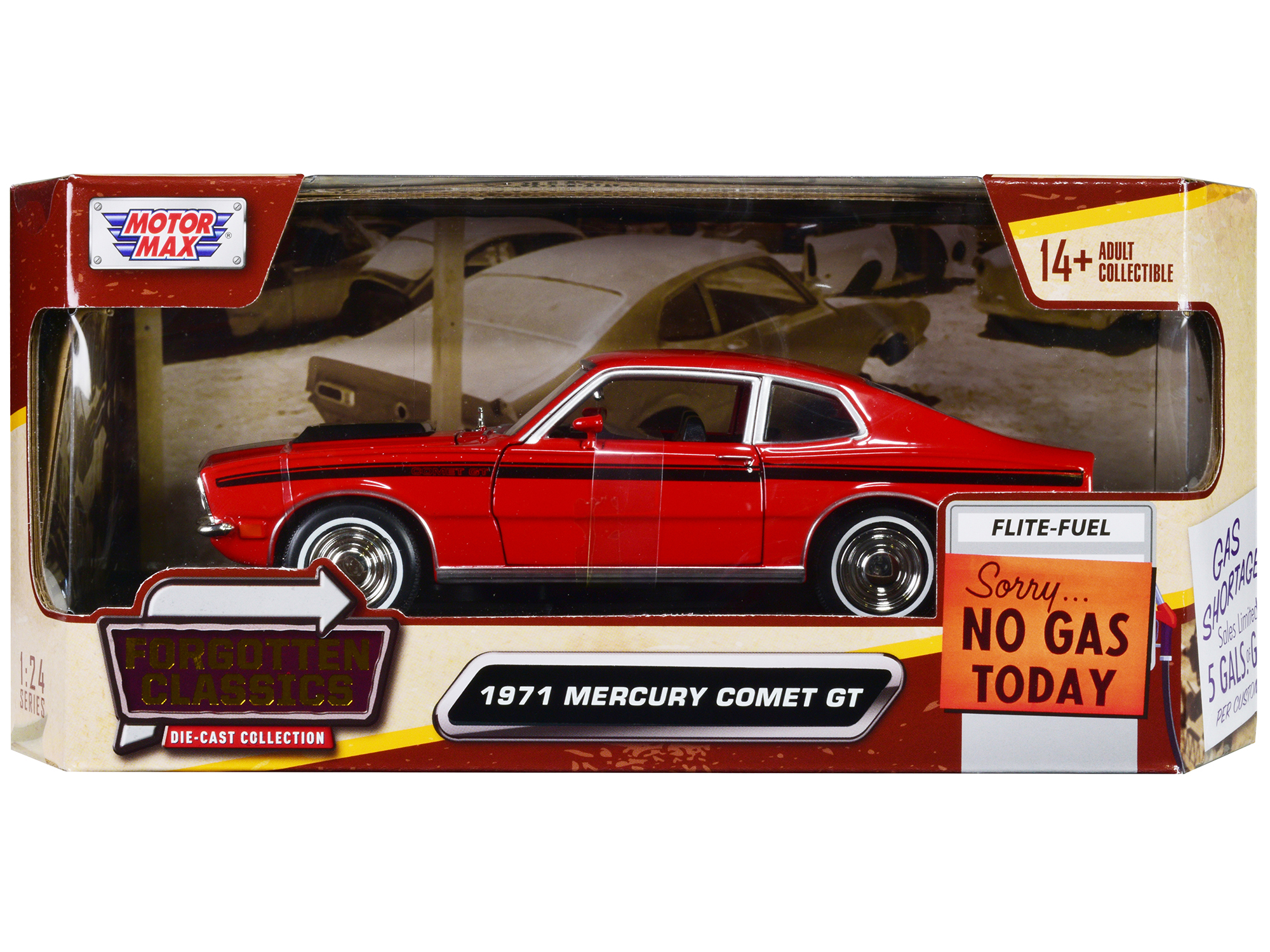 1971 mercury comet gt red with black stripes "forgotten classics" series 1/24 diecast model car by motormax 1971 mercury comet gt red with black stripes "forgotten classics" series 1/24 diecast model car by motormax