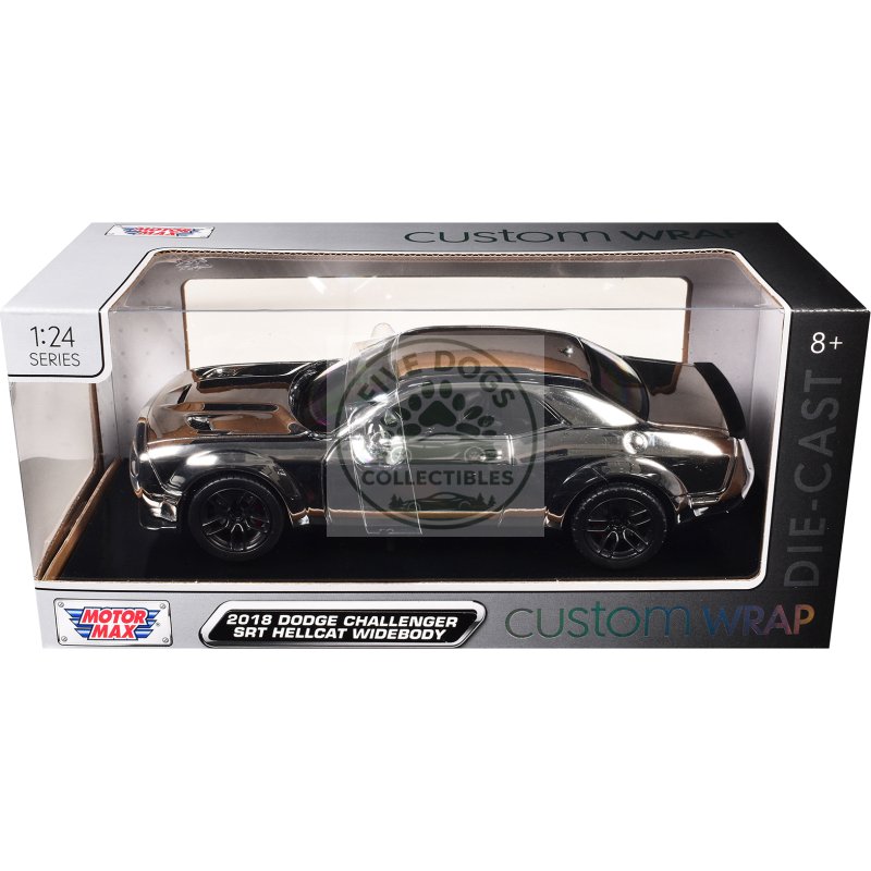 2018 dodge challenger srt hellcat widebody chrome "custom wrap" series 1/24 diecast model car by motormax