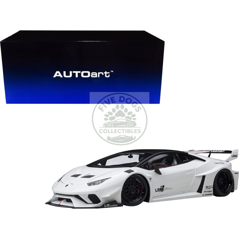 lamborghini huracan gt "lb silhouette works" white with black 1/18 model car by autoart