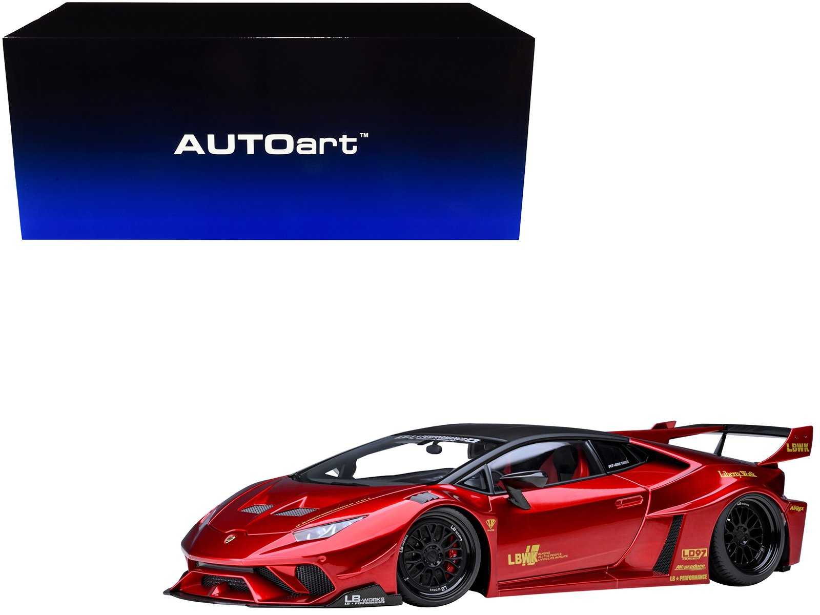 lamborghini huracan gt "lb silhouette works" hyper red metallic with black top 1/18 model car by autoart lamborghini huracan gt "lb silhouette works" hyper red metallic with black top 1/18 model car by autoart