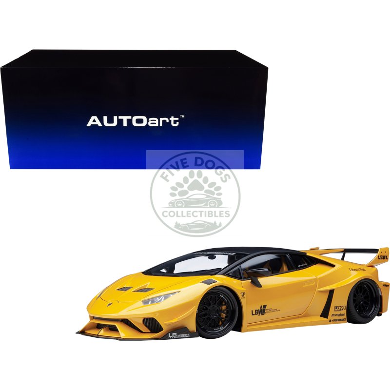 lamborghini huracan gt "lb silhouette works" yellow metallic with black top 1/18 model car by autoart