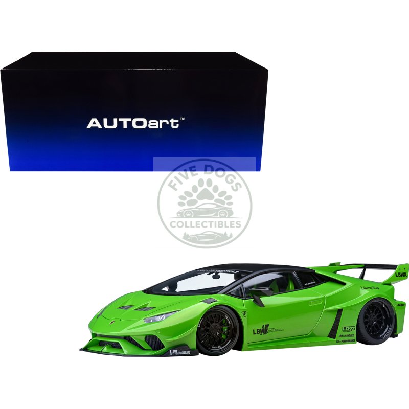 lamborghini huracan gt "lb silhouette works" pearl green metallic with black top 1/18 model car by autoart