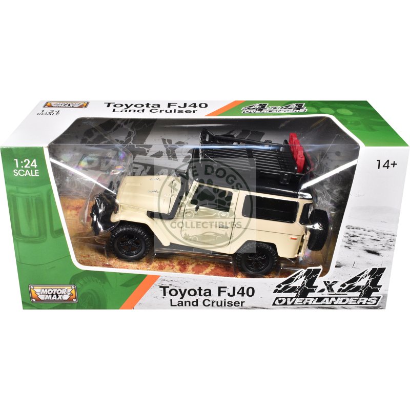 toyota fj40 land cruiser beige "4x4 overlanders" series 1/24 diecast model car by motormax