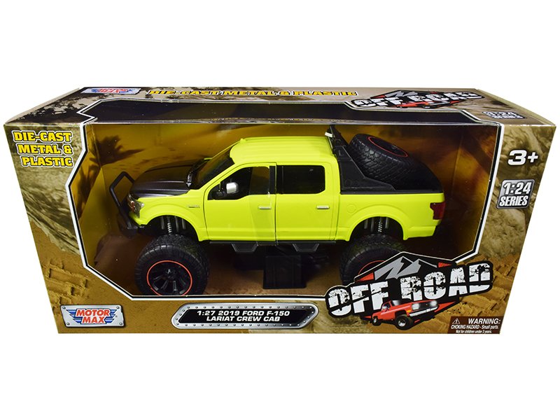 2019 ford f 150 lariat crew cab pickup truck off road bright green 1/27 diecast model car by motormax 2019 ford f 150 lariat crew cab pickup truck off road bright green 1/27 diecast model car by motormax