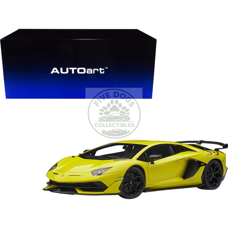 lamborghini aventador svj giallo tenerife / pearl yellow 1/18 model car by autoart