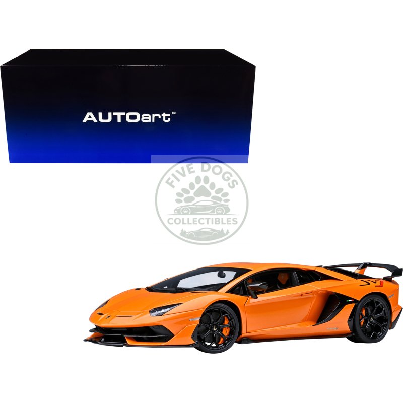 lamborghini aventador svj arancio atlas pearl orange 1/18 model car by autoart