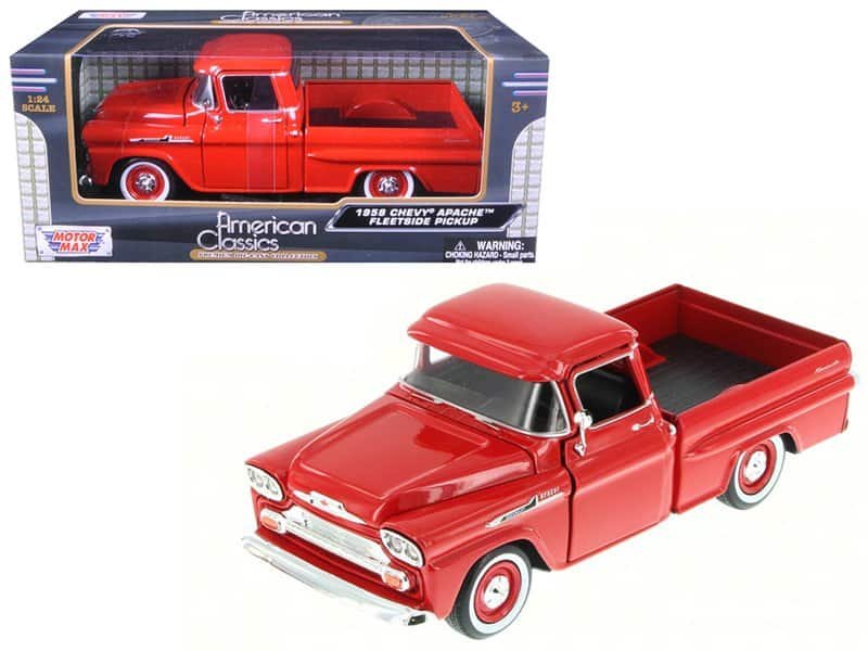 1958 chevrolet apache fleetside pickup truck red 1/24 diecast model car by motormax 1958 chevrolet apache fleetside pickup truck red 1/24 diecast model car by motormax