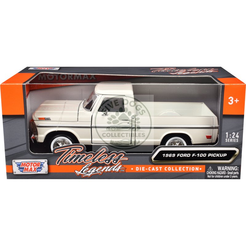 1969 ford f 100 pickup truck cream "timeless legends" series 1/24 diecast model car by motormax