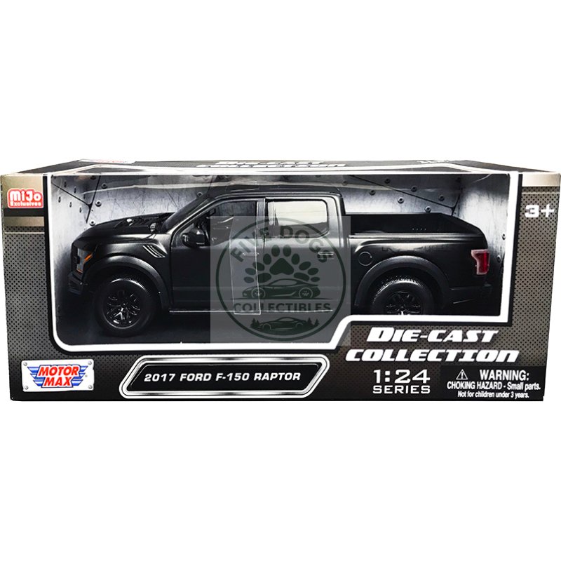 2017 ford f 150 raptor pickup truck with sunroof matt black "die cast collection" series 1/24 diecast model car by motormax