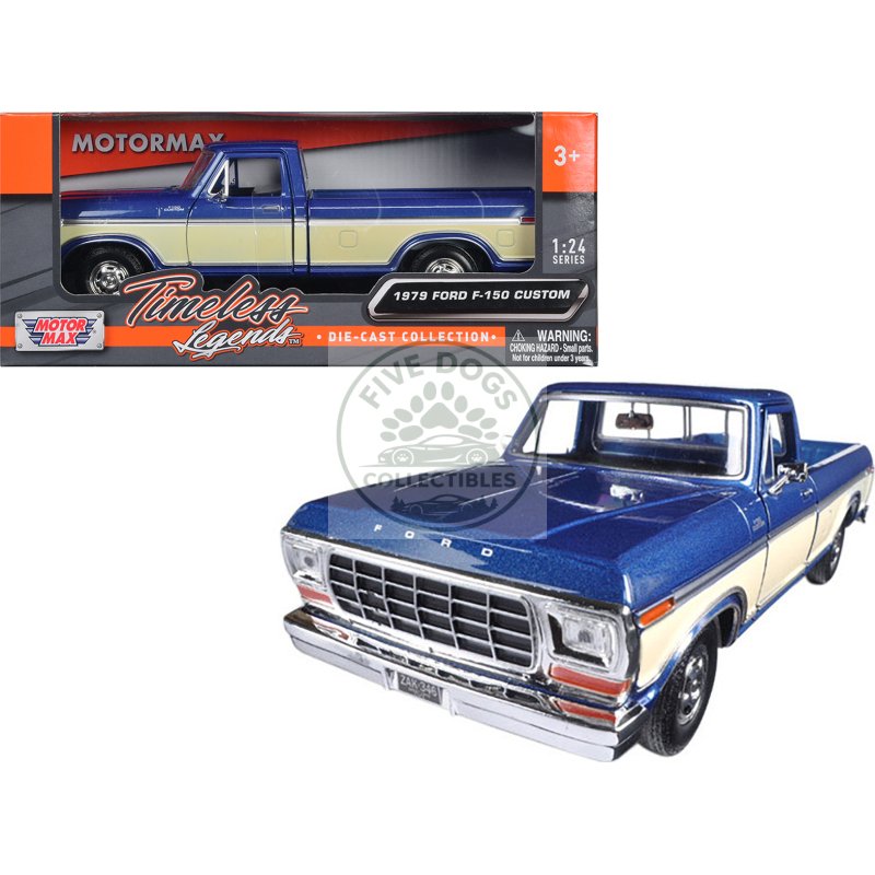 1979 ford f 150 pickup truck 2 tone blue/cream 1/24 diecast model car by motormax