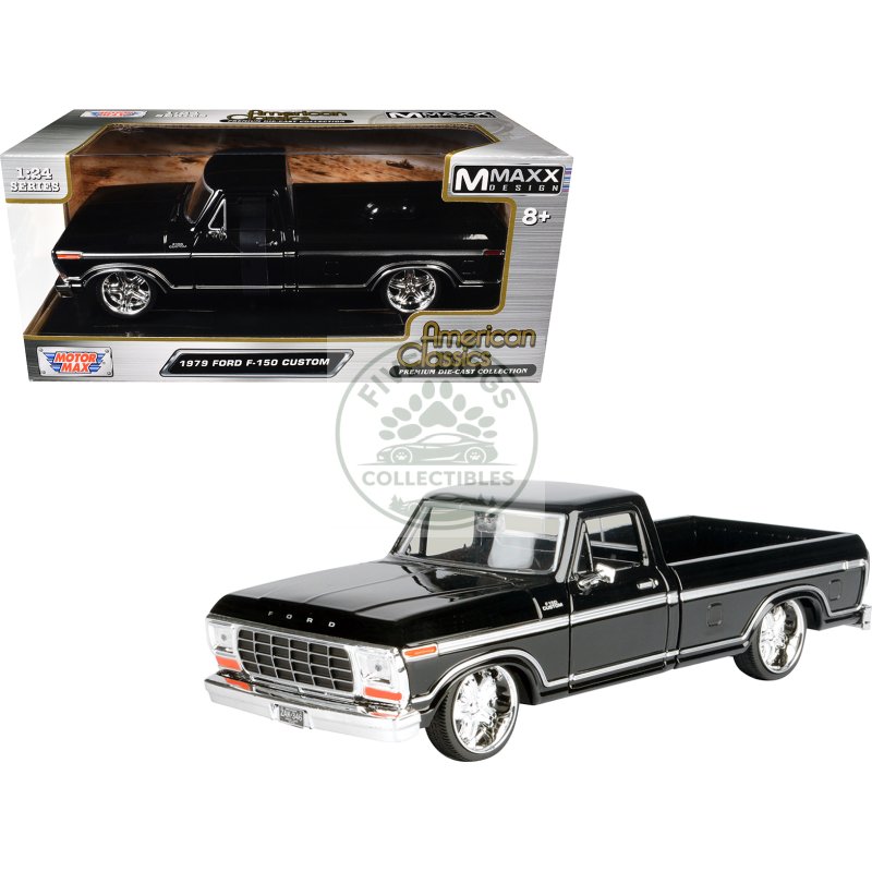 1979 ford f 150 custom pickup truck black "maxx design" series 1/24 diecast model car by motormax