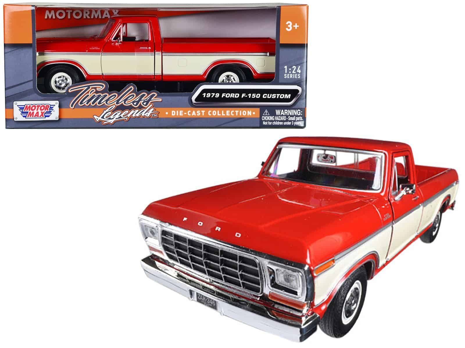 1979 ford f 150 pickup truck red and cream 1/24 diecast model car by motormax 1979 ford f 150 pickup truck red and cream 1/24 diecast model car by motormax