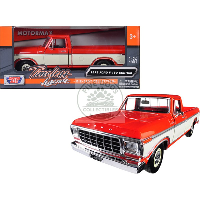 1979 ford f 150 custom pickup truck orange and cream 1/24 diecast model car by motormax