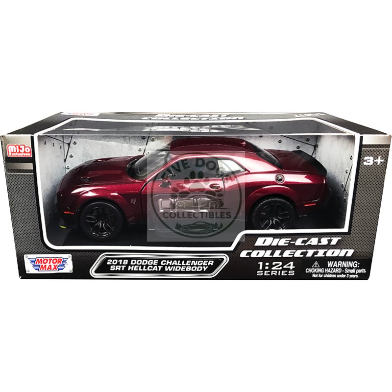 2018 dodge challenger srt hellcat widebody burgundy metallic "die cast collection" series 1/24 diecast model car by motormax