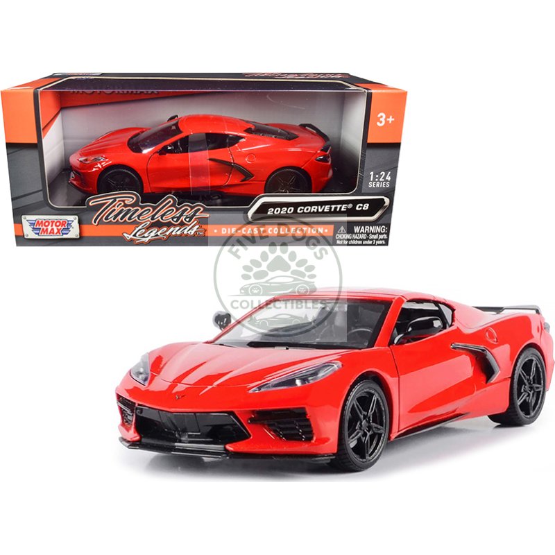 2020 chevrolet corvette c8 stingray red "timeless legends" 1/24 diecast model car by motormax
