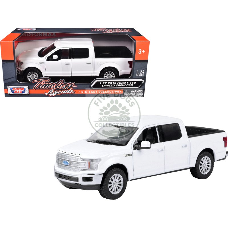 2019 ford f 150 limited crew cab pickup truck white 1/27 diecast model car by motormax