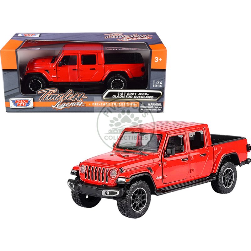 2021 jeep gladiator overland (closed top) pickup truck red 1/24 1/27 diecast model car by motormax