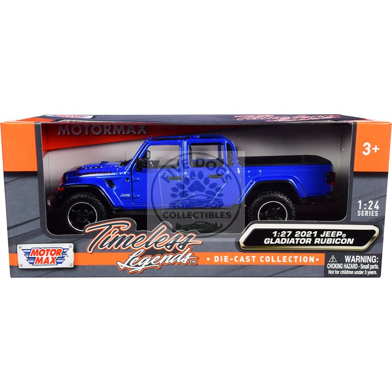 2021 jeep gladiator rubicon (open top) pickup truck blue 1/24 1/27 diecast model car by motormax