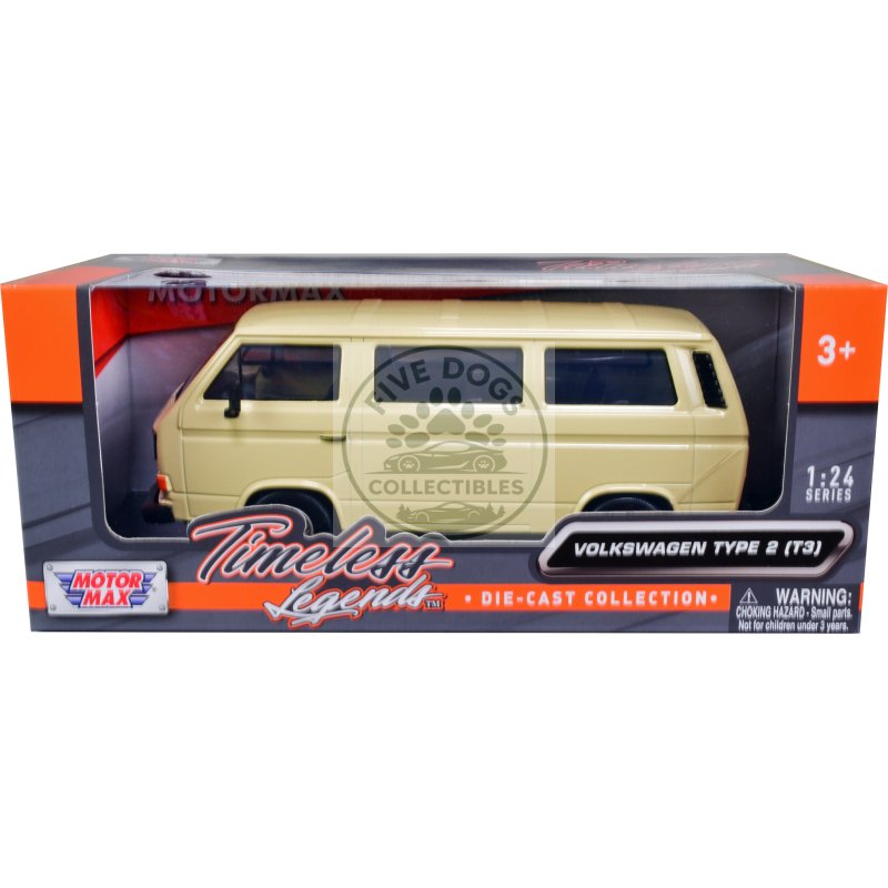 volkswagen type 2 (t3) van beige "timeless legends" series 1/24 diecast model car by motormax