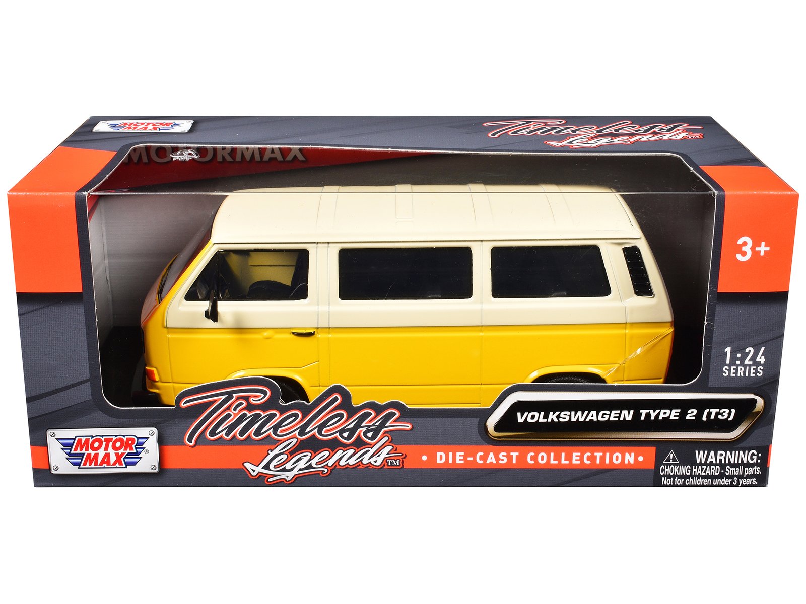 volkswagen type 2 (t3) van yellow and beige "timeless legends" series 1/24 diecast model car by motormax volkswagen type 2 (t3) van yellow and beige "timeless legends" series 1/24 diecast model car by motormax