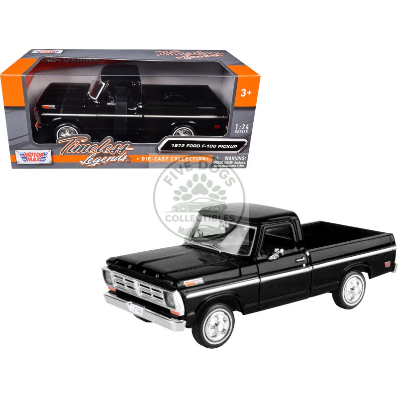 1972 ford f 100 pickup truck black "timeless legends" series 1/24 diecast model car by motormax