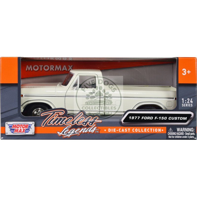 1977 ford f 150 custom pickup truck white "timeless legends" series 1/24 diecast model car by motormax