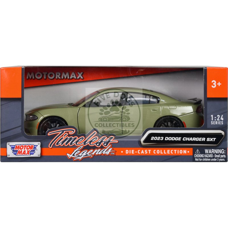 2023 dodge charger sxt green metallic "timeless legends" series 1/24 diecast model car by motormax