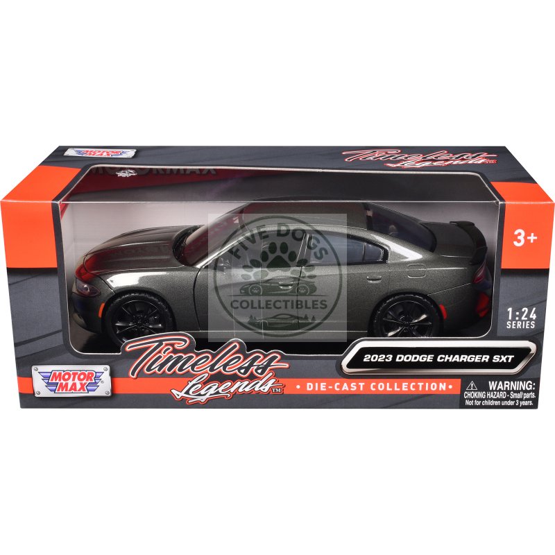 2023 dodge charger sxt gray metallic "timeless legends" series 1/24 diecast model car by motormax