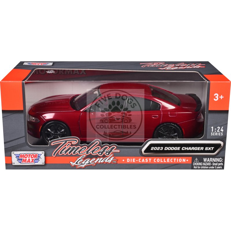 2023 dodge charger sxt red metallic "timeless legends" series 1/24 diecast model car by motormax