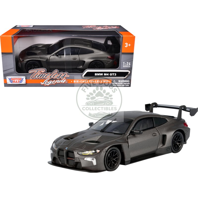 bmw m4 gt3 matt black "timeless legends" series 1/24 diecast model car by motormax