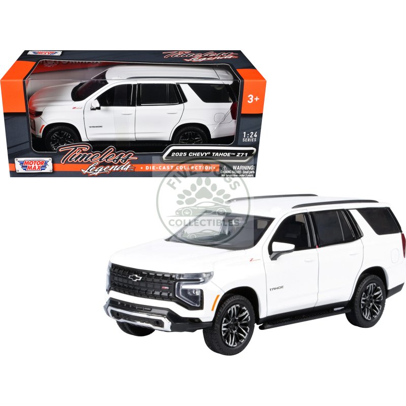 2025 chevrolet tahoe z71 white "timeless legends" series 1/24 diecast model car by motormax