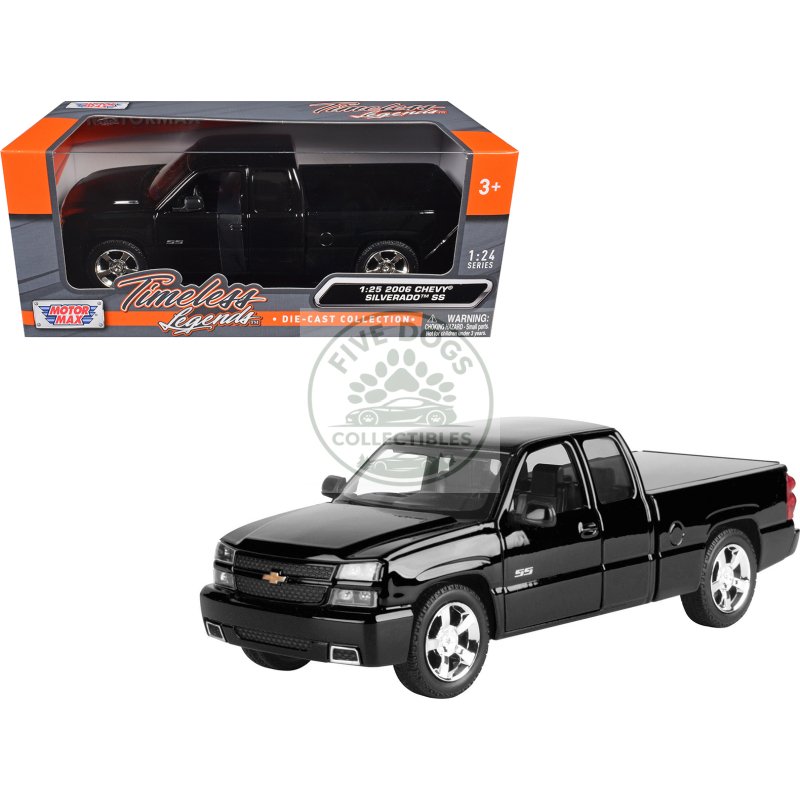 2006 chevrolet silverado ss pickup truck black "timeless legends" series 1/25 diecast model car by motormax