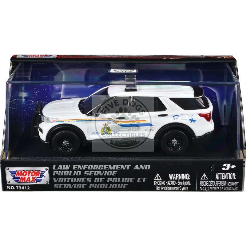 2022 ford police interceptor utility "rcmp (royal canadian mounted police)" white "law enforcement and public service" series 1/43 diecast model car by motormax